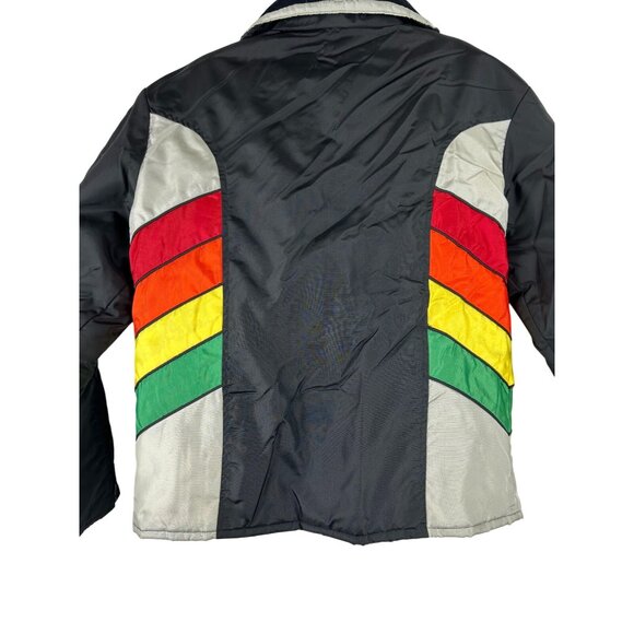 Vintage John Deere Womens L Ski Snowmobile Jacket  80s 90s Black Rainbow Color - Picture 8 of 16